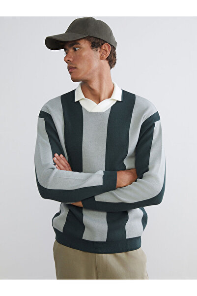 LC Waikiki Özmarka New Season Polo Neck Striped Men's Knitwear Sweater