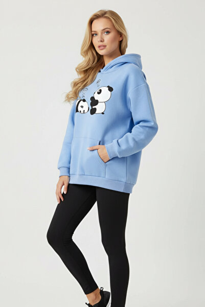 UNCİA OUTDOORS سويت شيرت بقلنسوة كبير الحجم مطبوع للجنسين