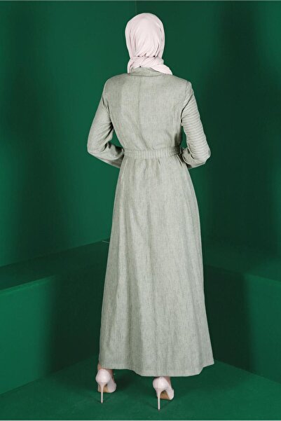 Alvina Striped Buttoned Belted Overcoat 10589