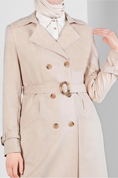 Alvina KRUVAZE YAKA KEMERLİ DÜĞMELİ TRENÇKOT 10758