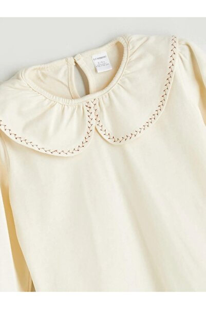 LC Waikiki Kids Ecru Crew Neck Blouse Spanish Leg Pants and Sweater Girls' 3-Piece Set