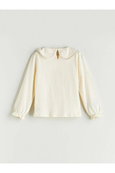 LC Waikiki Kids Ecru Crew Neck Blouse Spanish Leg Pants and Sweater Girls' 3-Piece Set