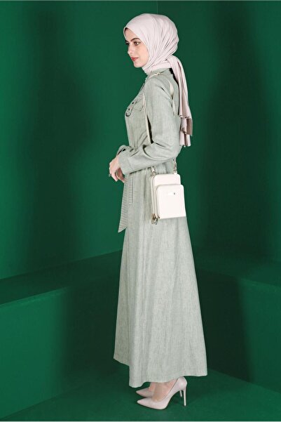 Alvina Striped Buttoned Belted Overcoat 10589