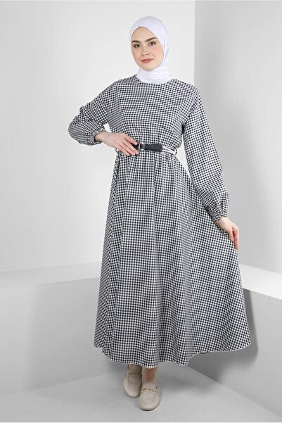 Alvina PÖTİKARE DESENLİ MANŞETLERİ LASTİKLİ ELBİSE 43721