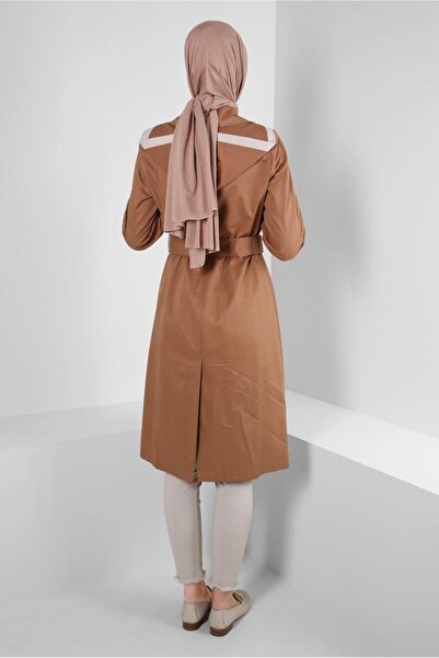 Alvina PUMPY PATTERN DETAILED BELTED TRENCH COAT 10753