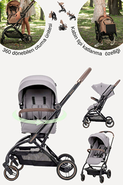 LORELLİ MAKAYA 360 Dönebilen Kabin Tipi Bebek Arabası - Grey
