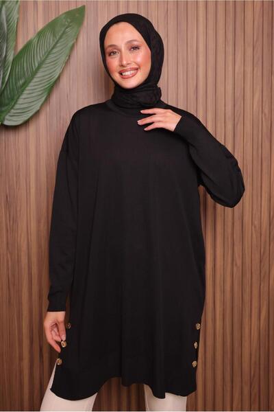 TRENDTESETTÜR Women's Black Knit Tunic t 6007