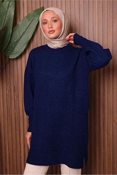 TRENDTESETTÜR KADIN LACİVERT TRİKO TUNİK T 1107