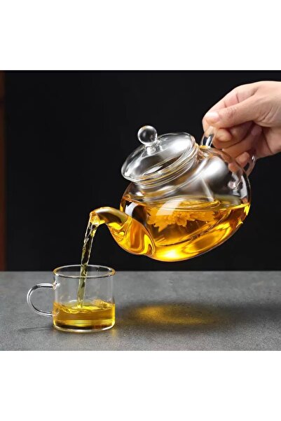 Vivien Home 7 Parça Borosilikat Çaydanlık Takımı 1000ML Demlik Ve 6 Adet 120ml Fincan Takımı