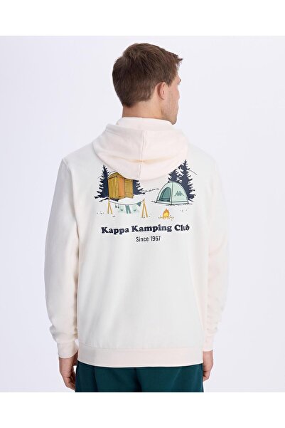 Kappa Αυθεντικό Graphik Phelps Unisex Λευκό κουκούλα με κανονική εφαρμογή