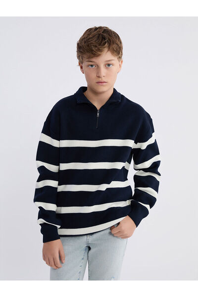 LC Waikiki Pulover tricot pentru băiat bleumarin guler ridicat