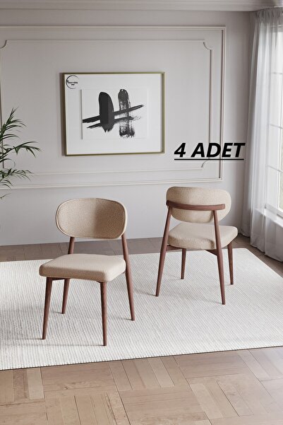 BY ORHAN GÜZEL BOHEM POLO MUTFAK SANDALYESİ 4 ADET AHŞAP GÖRÜNÜMLÜ METAL