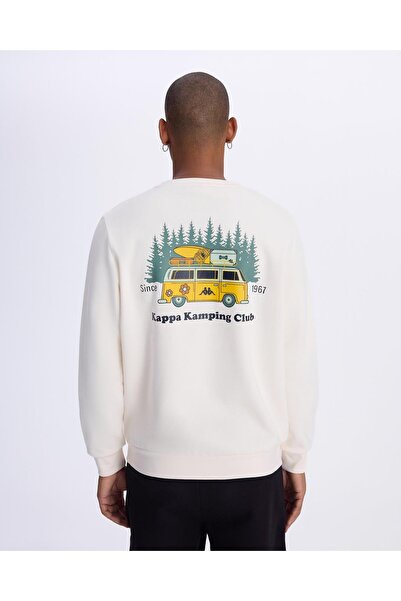 Kappa Αυθεντικό γραφικό Pyke Unisex Λευκό φούτερ με κανονική εφαρμογή