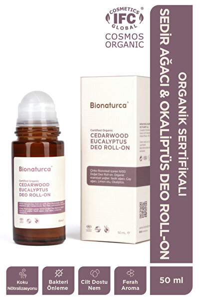 BIONATURCA Organik Sertifikalı Sedir Ağacı & Okaliptüs Deo Roll-on 50 Ml.