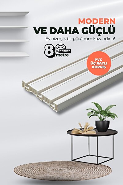 Kornişsan 3 Raylı 8 Metre Lüks Perde Korniş – 1.Sınıf Polyester, Birinci Sını...