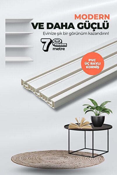 Kornişsan 7 Metre Birinci Sınıf Polyester Kalın Perdeler Için Tutucu Ray Korn...