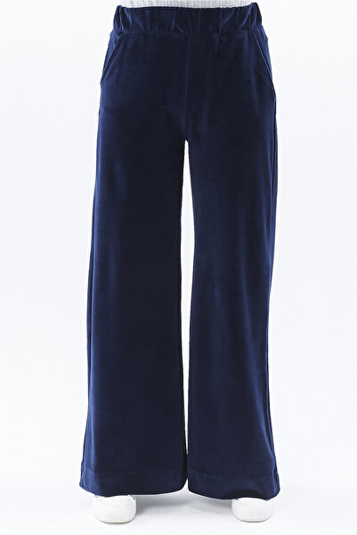defys Kadın Bol Paça Cepli Kadife Oversize Fit Pantolon LACİVERT