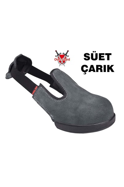 FINE Çelik Burunlu Ayak Burun Koruyucu Çarık Süet Gri Deri