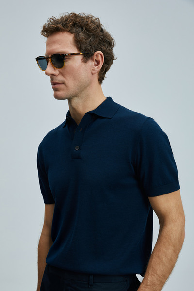 Lufian Derek Erkek İpek Karışımlı Kazak Lacivert