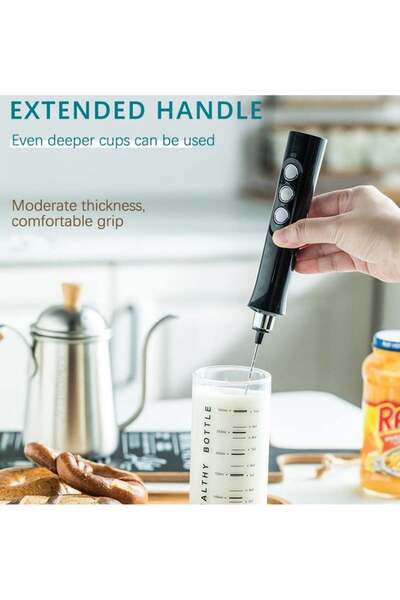 COOYA Handheld Electric Mini Coffee Frother with 3 Stainless Steel Stirrers, USB Rechargeable 1200mAh 3-Sp