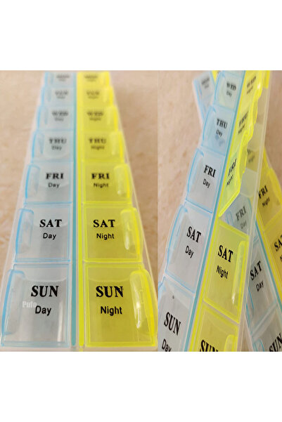 PUFO Cutie organizatoare pentru medicamente, vitamine sau suplimente pe săptămână, cu două compartimente pe zi