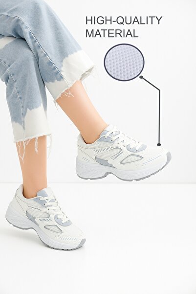 Devida Pantofi sport albi de damă, pantofi casual cu talpă cu aer, GN110