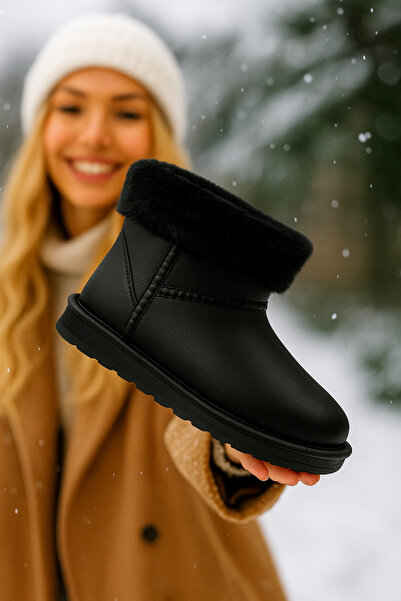 TUANA TARZ Kadın Yarım Bot Içi Tüylü Kalın Taban Kadın Bot su geçirmez Ayakkabı