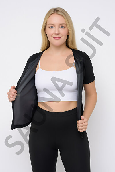 SAUNA SUIT Unisex Γνήσιο σετ φόρμας φόρμας εφίδρωσης με κοντομάνικο καλσόν με φερμουάρ στο κάτω μέρος με θερμική σάουνα