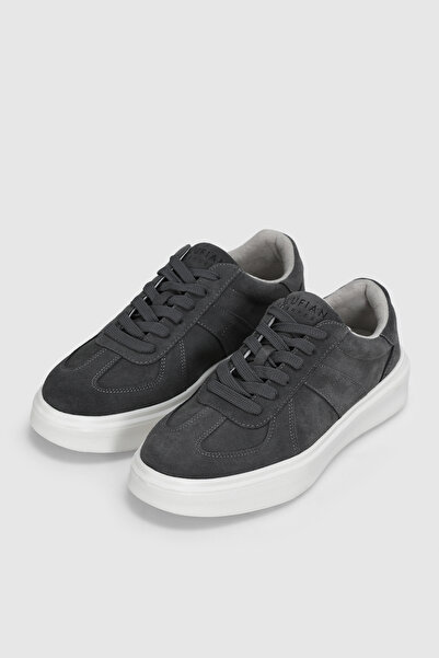 Lufian Jaques Erkek Deri Sneaker Ayakkabı Koyu Gri