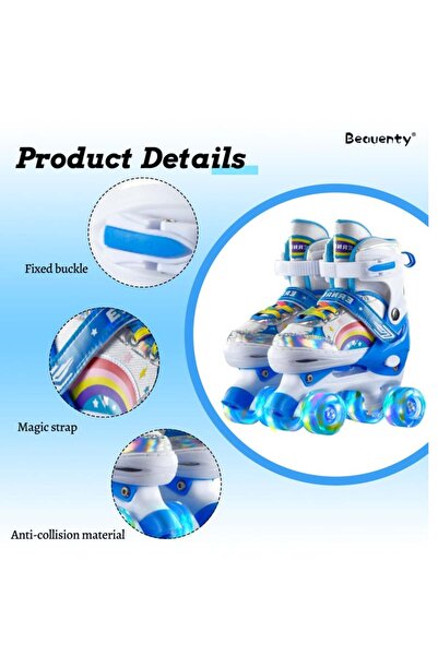 Arabest Kids Adjustable Roller Skates for Girls Boys, All 8 Wheels Illuminating