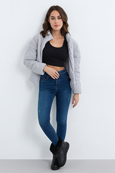 TUANA TARZ Kadın Yarım Bot Içi Tüylü Kalın Taban Kadın Bot su geçirmez Ayakkabı