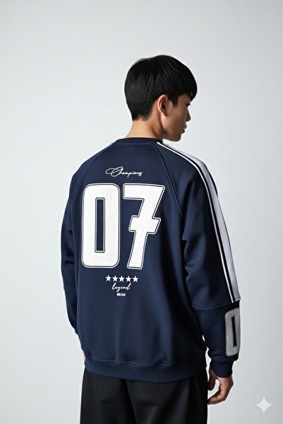 DATİCH Чоловічий синій оверсайз 07 Champions з принтом