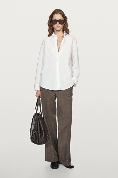 Massimo Dutti Omuz detaylı %100 pamuklu gömlek