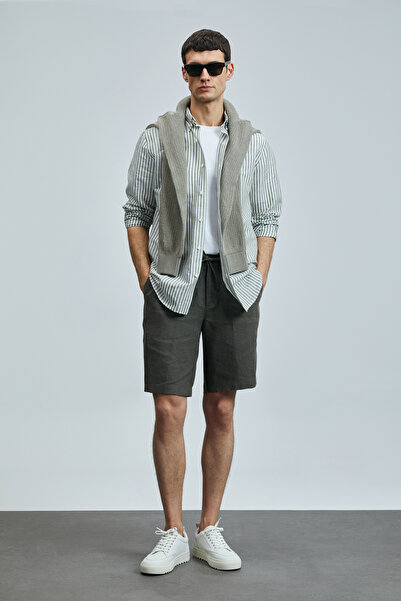 Lufian Ανδρικό σορτς Chino Peler Sports Slim Fit Χακί