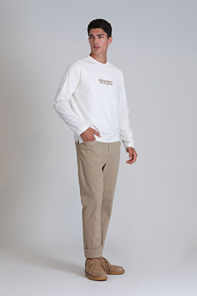 Lufian Helt Spor Erkek Chino Pantolon Slim Fit Bej