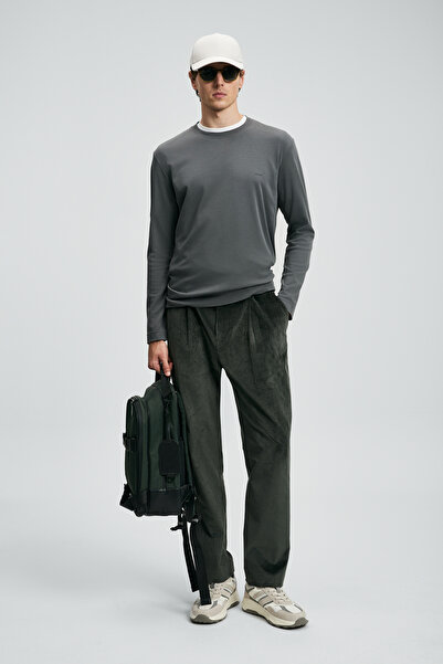 Lufian Vıctor Erkek Uzun Kol T- Shırt Duman Yeşili