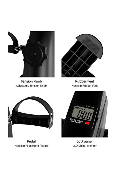 Saharaz Under Desk Bike for Arm/Leg Exercise,Pedal Exerciser,Adjustable Resistance/LCD Screen Display