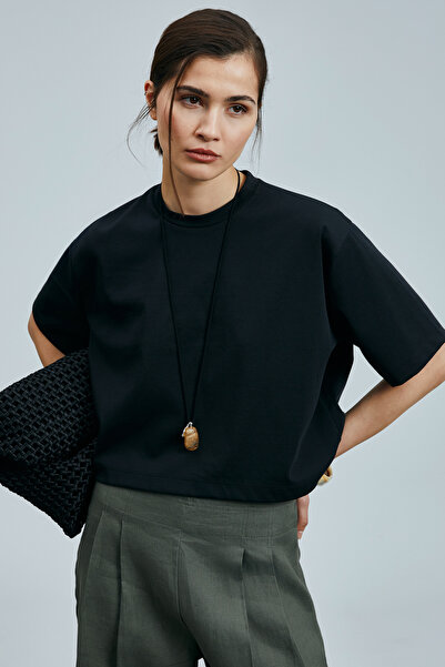 Lufian Herme Γυναικείο Βαμβακερό T-Shirt Μαύρο