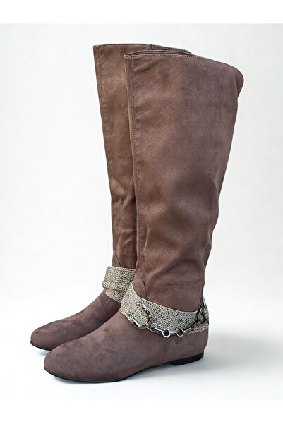 NEALDİN Kadın Nubuk Toka Detaylı Çizme(Dar Kalıp 1 Beden Büyük Alınız)