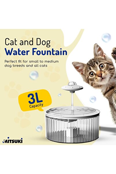 Saharaz نافورة مياه للقطط والكلاب، وعاء قابل لإعادة التعبئة سعة 3 لتر، موزع بلاستيكي أوتوماتيكي مع فلتر متقدم