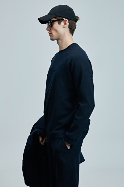 Lufian Lınes Erkek Sweatshirt Lacivert