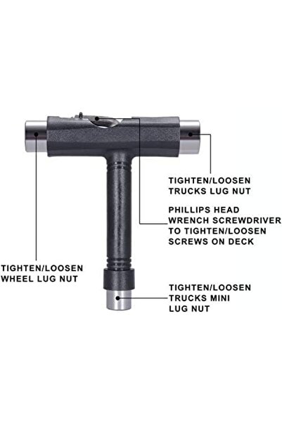 Saharaz Skate Tool All-in-One,with T-Type Allen Key and L-Type Phillips Head Wrench Screwdriver,for Adjust