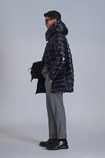 Lufian Albert Kaz Tüyü Erkek Mont Lacivert