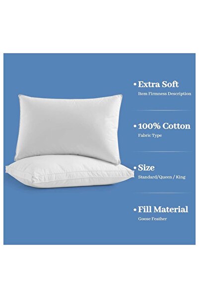 Saharaz 2 Pack Princess Hotel Pillow,Microfiber 1Cm Stripe Pillow,1000Grms,Queen Cotton White,75x45cm