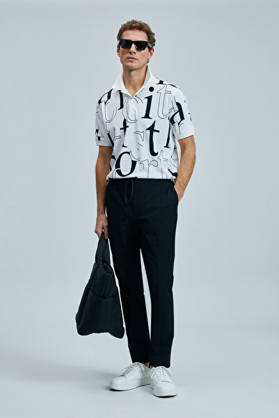 Lufian Alex Smart Ανδρικό παντελόνι Chino Slim Fit Μαύρο