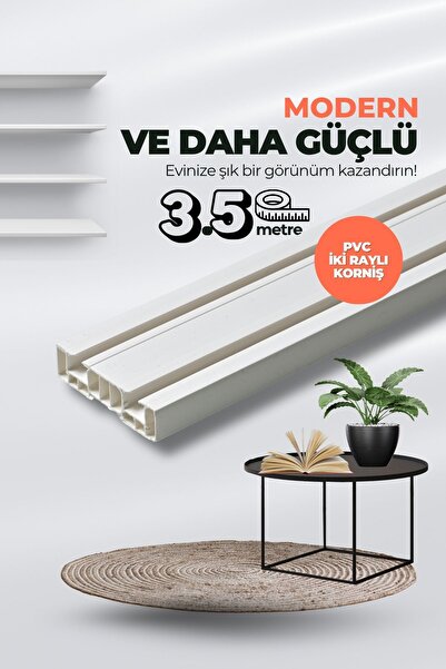 Kornişsan Kaliteli 2 Raylı 3.5 Metre Lüks Birinci Sınıf Perde Rayı Kornişi