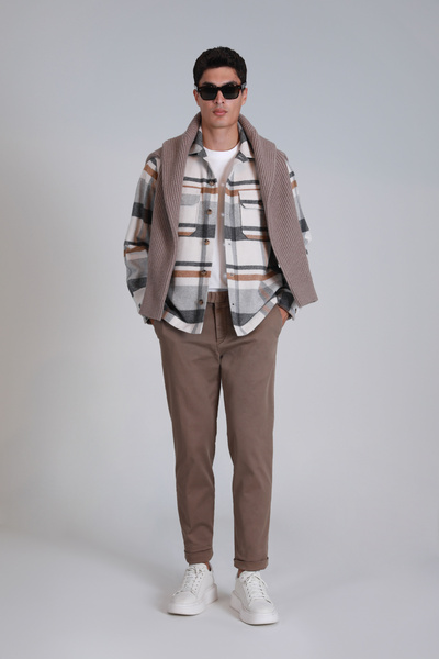 Lufian Gabrıel Spor Erkek Chino Pantolon Slim Fit Kahverengi