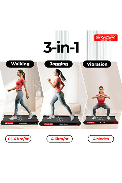 Sparnod Fitness Walkyshaky Vibration Walking Pad Treadmill With 4 Vibration Massage Modes, 120kg Capacity