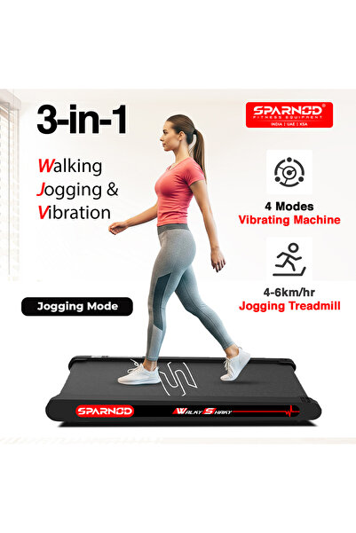 Sparnod Fitness Walkyshaky Vibration Walking Pad Treadmill With 4 Vibration Massage Modes, 120kg Capacity