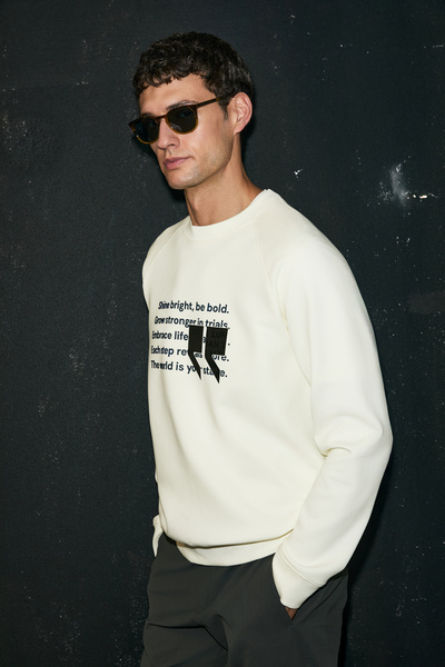 Lufian Мъжка суитшърт Shadow Broken White